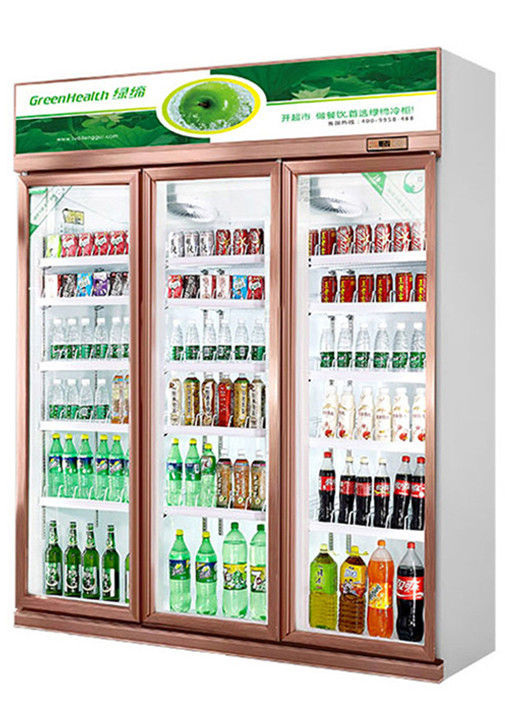 نمایشگر نوشیدنی سرد یخچال درب شیشه ای تجاری کولر عمودی