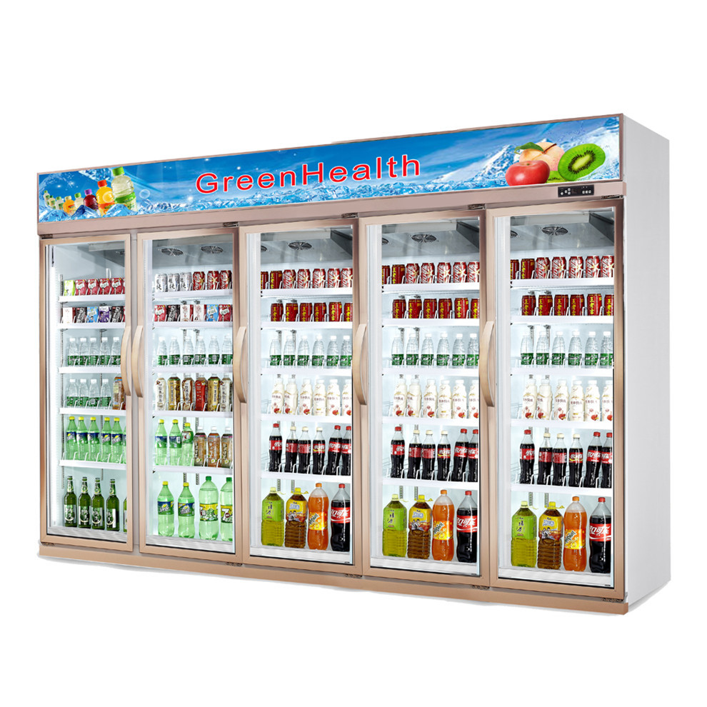 درب شیشه ای Upright یخچال تجاری یخچال برای سوپرمارکت