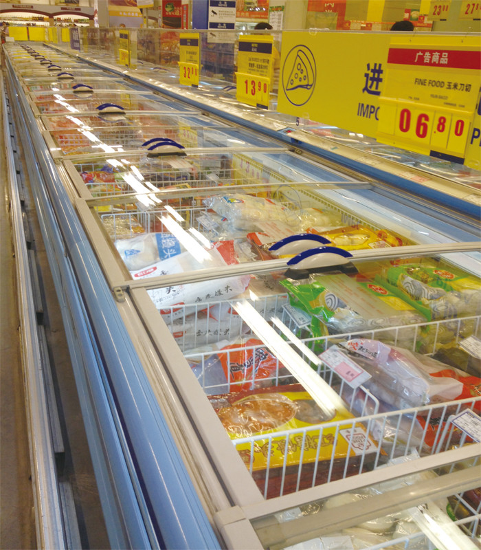 یخچال فریزر یخچال سوپرمارکت 18 درجه ای با استفاده از درب کشویی