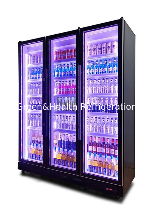 3 رنگ روشن 740L خنک کننده هوا شیشه درب بطری خنک کننده نمایش یخچال