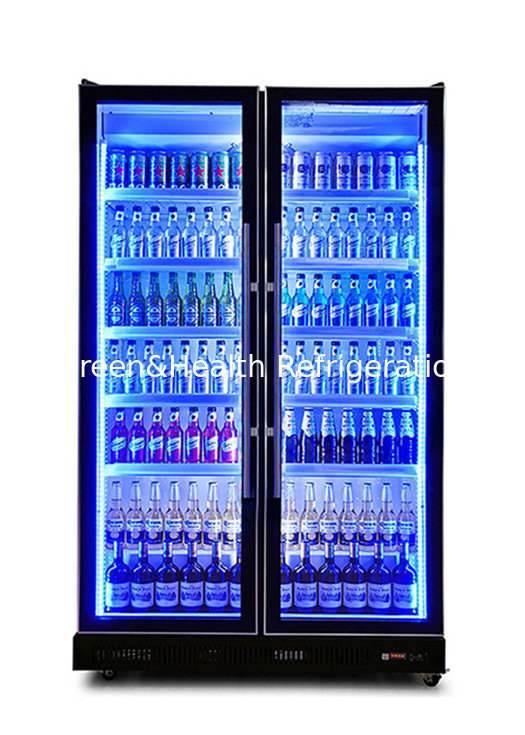 3 رنگ روشن 740L خنک کننده هوا شیشه درب بطری خنک کننده نمایش یخچال