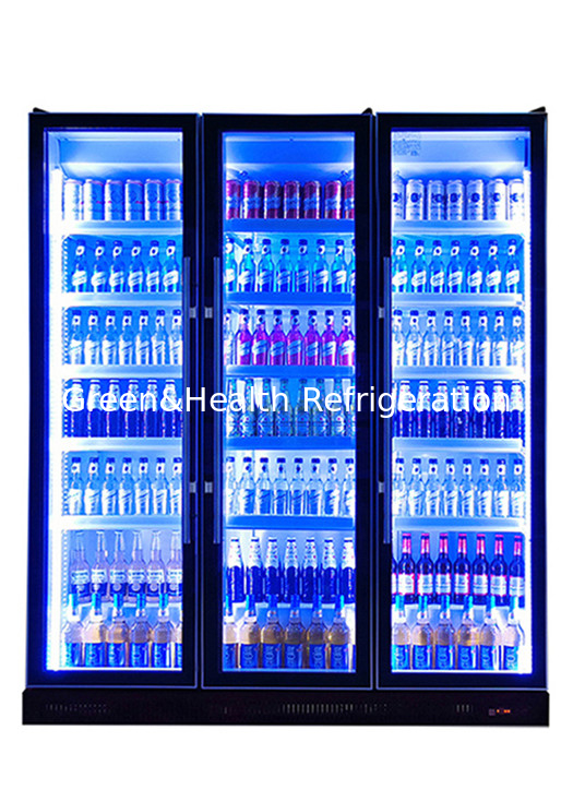 3 رنگ روشن 740L خنک کننده هوا شیشه درب بطری خنک کننده نمایش یخچال