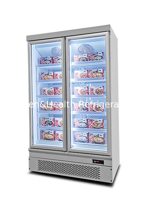 فریزر نمایش تجاری با ظرفیت 1000 لیتر آب یخ زدگی اتوماتیک و خنک کننده فن برای سوپرمارکت ها