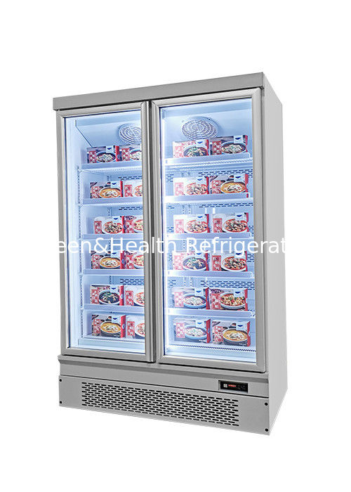 فریزر نمایش تجاری با ظرفیت 1000 لیتر آب یخ زدگی اتوماتیک و خنک کننده فن برای سوپرمارکت ها