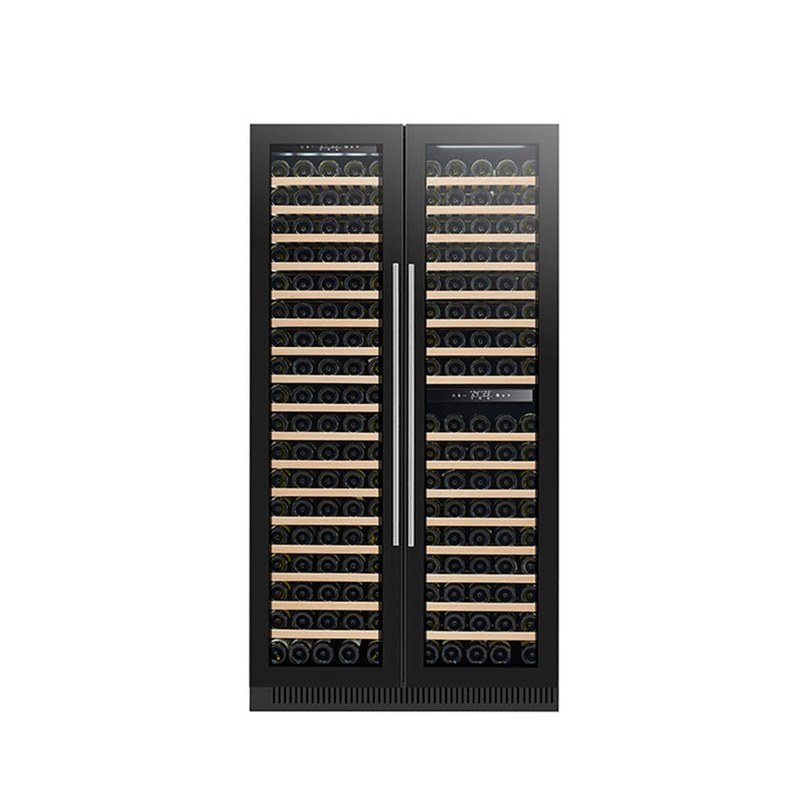 185 بطری شراب نمایش خنک کننده منطقه دوگانه درب شیشه ای الکتریکی مدل LD-185D