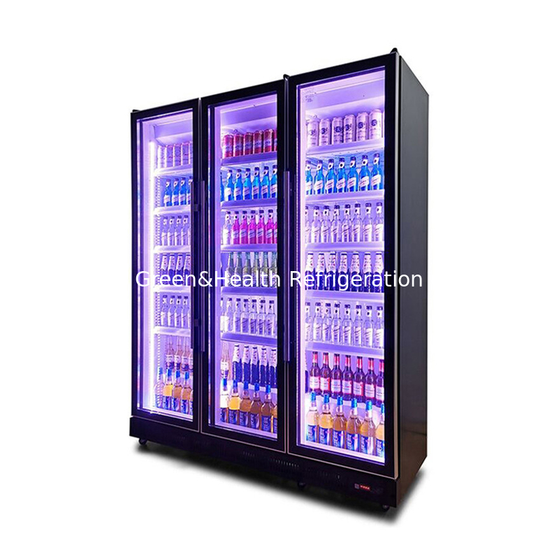 درب سوئیینگ نوشیدنی های الکولی فریزر نمایش با R290 خنک کننده و شیشه کم E