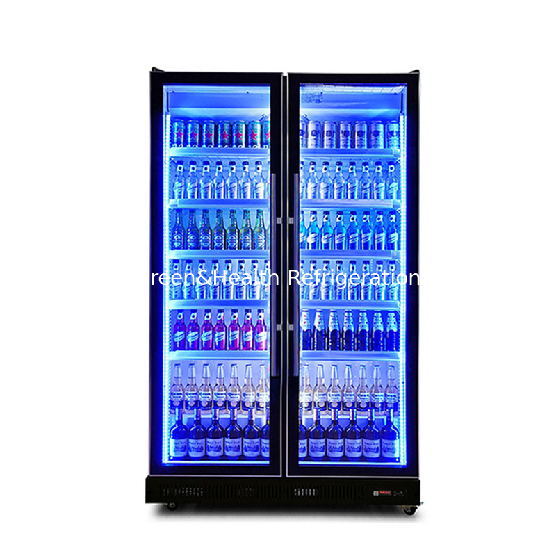 درب سوئیینگ نوشیدنی های الکولی فریزر نمایش با R290 خنک کننده و شیشه کم E