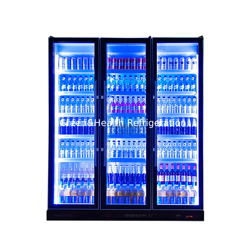 درب سوئیینگ نوشیدنی های الکولی فریزر نمایش با R290 خنک کننده و شیشه کم E