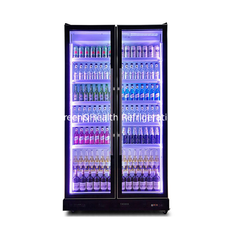 درب سوئیینگ نوشیدنی های الکولی فریزر نمایش با R290 خنک کننده و شیشه کم E