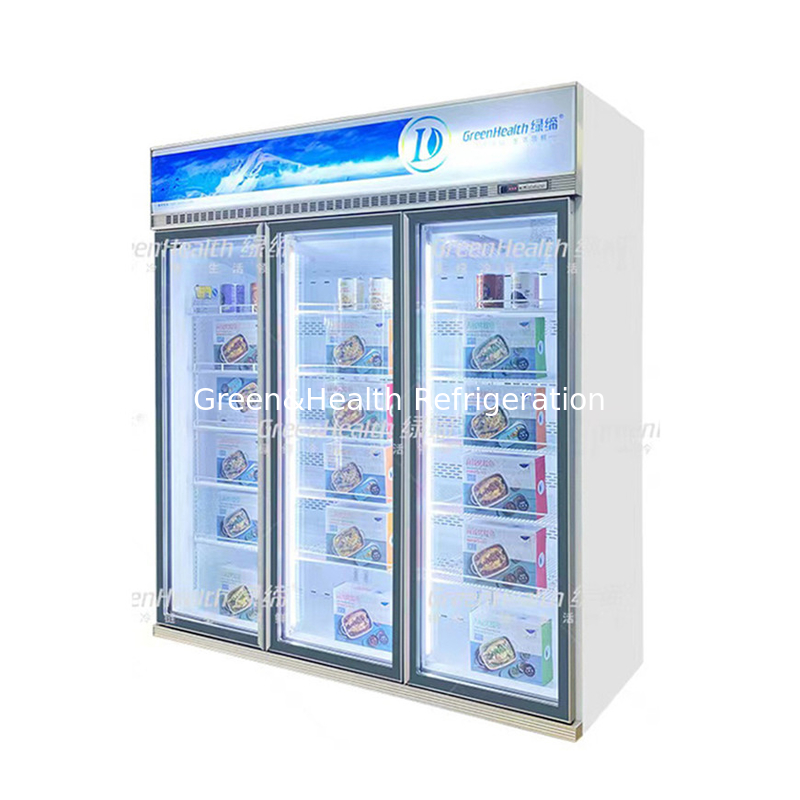 ویترین نوشیدنی 2 در شیشه ای متحرک با سیستم یخ زدایی فیوز گرمایشی ویترین نمایشگر فریزر عمودی