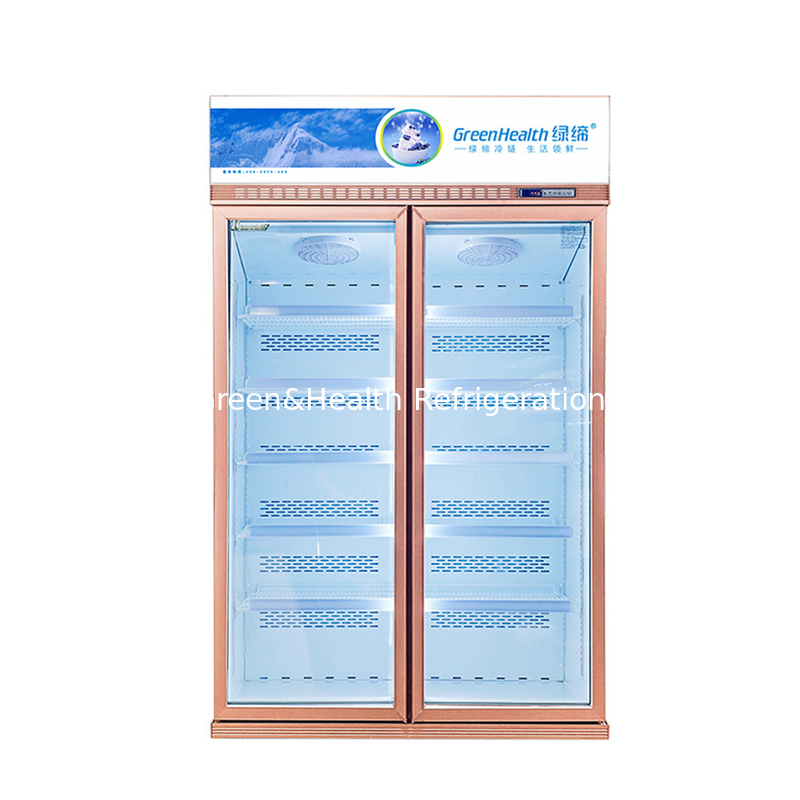 ویترین نوشیدنی 2 در شیشه ای متحرک با سیستم یخ زدایی فیوز گرمایشی ویترین نمایشگر فریزر عمودی