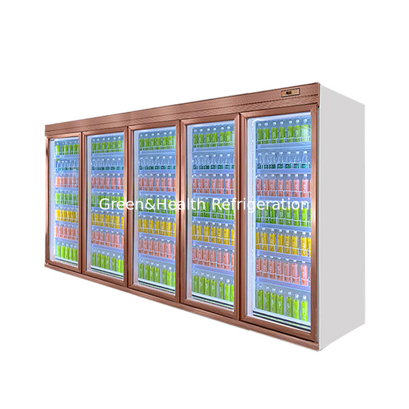 5 لایه تنظیم شده قفسه شیشه ای درب نوشیدنی سرد کننده با سیستم خنک کننده فن و حجم سفارشی