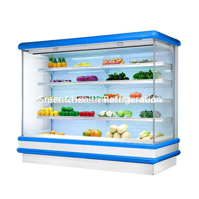 کولر باز چند طبقه برای سوپرمارکت نمایش میوه های LED روشن یخچال شیشه ای