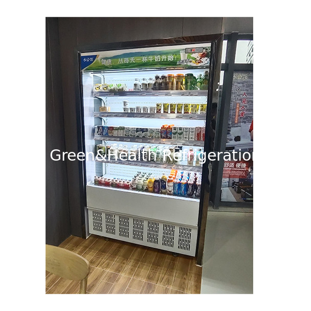 فروشگاه های راحتی از یخچال های چند لایه ای شیشه شفاف باز استفاده می کنند