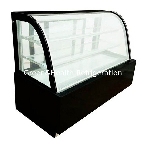 یخچال نمایش کیک شیشه ای منحنی با قفسه های چندگانه برای استفاده تجاری