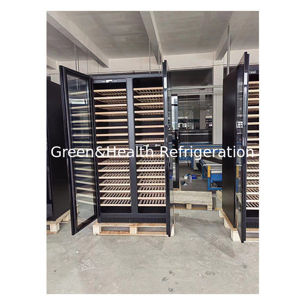 خنک کننده شراب دو منطقه ای با قفسه چوب بلوط و ظرفیت 316 بطری برای استفاده تجاری