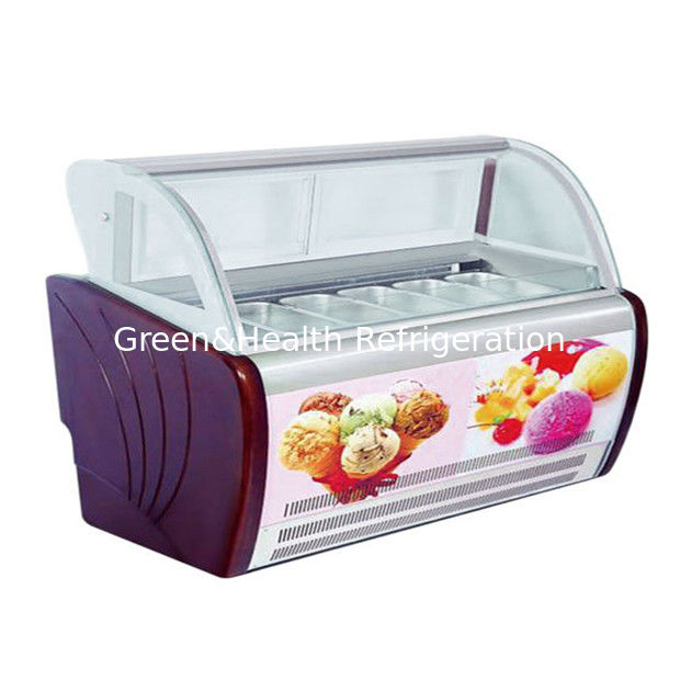 فریزر نمایشگر بستنی تجاری با ترموستات قابل تنظیم، سینی‌های استیل ضد زنگ و مبرد R404a