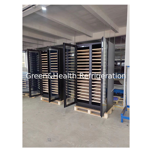 گواهینامه ETL 68 بطری دو درب شیشه ای دو منطقه دمای مستقل قفسه های چوب بلوط شراب قرمز ذخیره یخچال یخچال