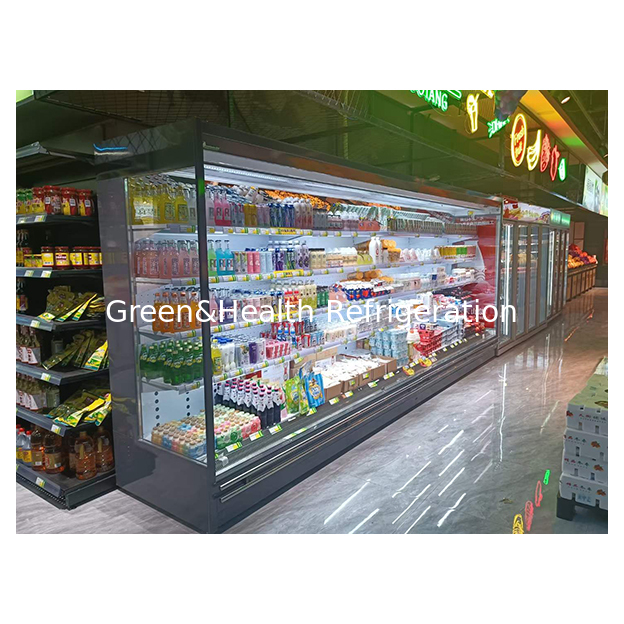 سوپرمارکت/فروشگاه میوه/سبزیجات/نوشیدنی ذخیره سازی یخچال زاویه راست باز کابینت فریزر