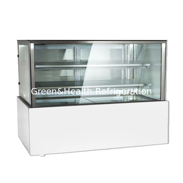 فروش مستقیم کارخانه شیشه شفاف زاویه راست فولاد ضد زنگ کیک یخچال نمایش یخچال