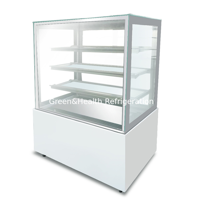 فروش مستقیم کارخانه شیشه شفاف زاویه راست فولاد ضد زنگ کیک یخچال نمایش یخچال