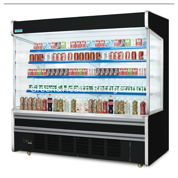 کابینت پرده هوای نمایشگر یخچال‌دار با سبک باز با کمپرسور داخلی با کیفیت بالا در کارخانه