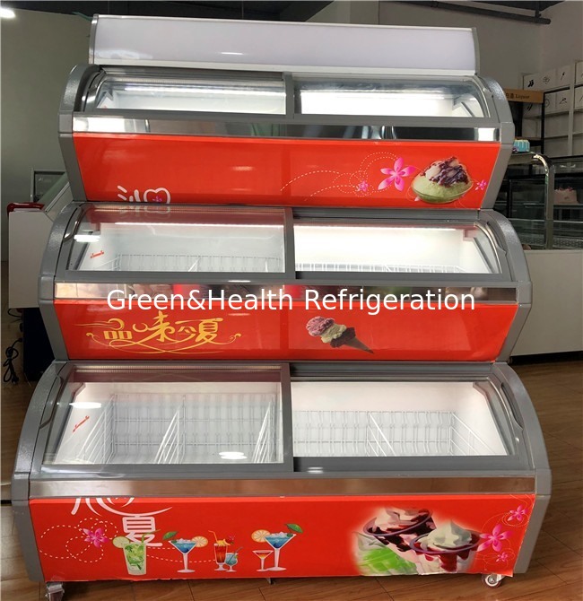 3 Layers freezer Optional Logo Advertising Ice Cream Freezer For shop