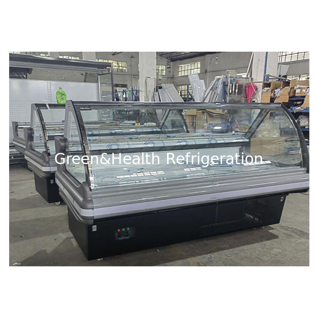 بالابر شیشه ای ساختار استیل ضد زنگ افقی تجاری غذای پخته شده ذخیره سازی فریزر یخچال دار