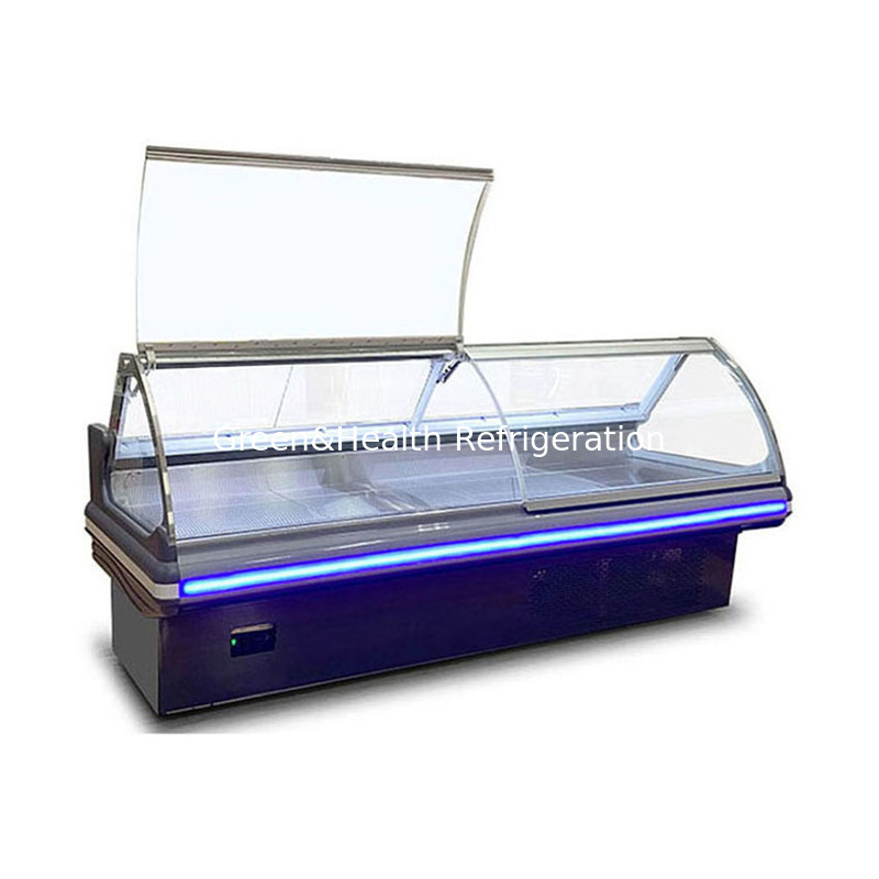 فریزر ویترینی تجاری دلی با ساختار استیل ضد زنگ، شیشه بالابر و سیستم خنک کننده پویا