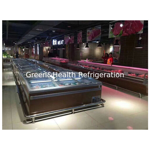 فریزر یخچال جزیره ای نمایشگر مواد غذایی منجمد افقی تجاری سوپرمارکت
