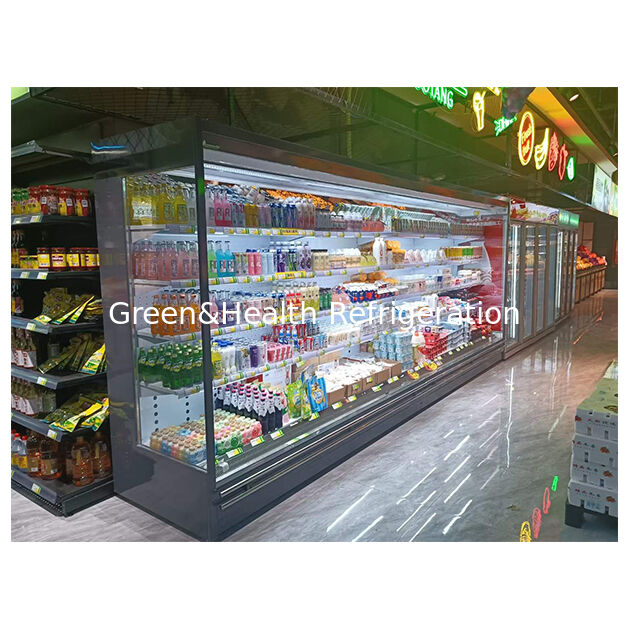 Supermarket Right Angled Multi-Layer Built-In Imported Compressor Open Storage Display Freezer