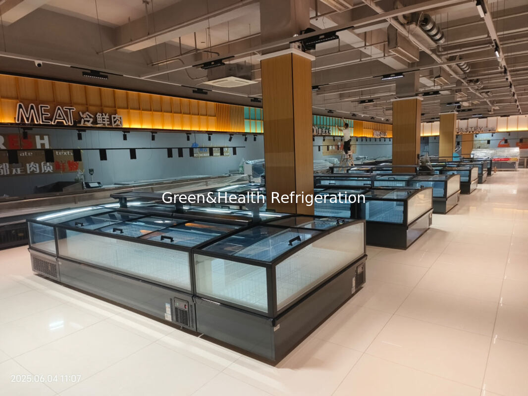 قیمت مستقیم کارخانه فریزر جزیره ای ترکیبی با پنجره های شیشه ای بزرگ و کمپرسور سکوپ