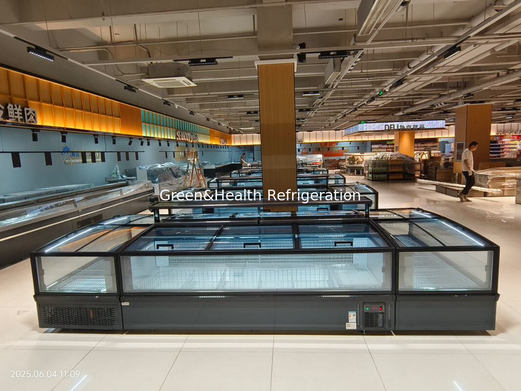 قیمت مستقیم کارخانه فریزر جزیره ای ترکیبی با پنجره های شیشه ای بزرگ و کمپرسور سکوپ