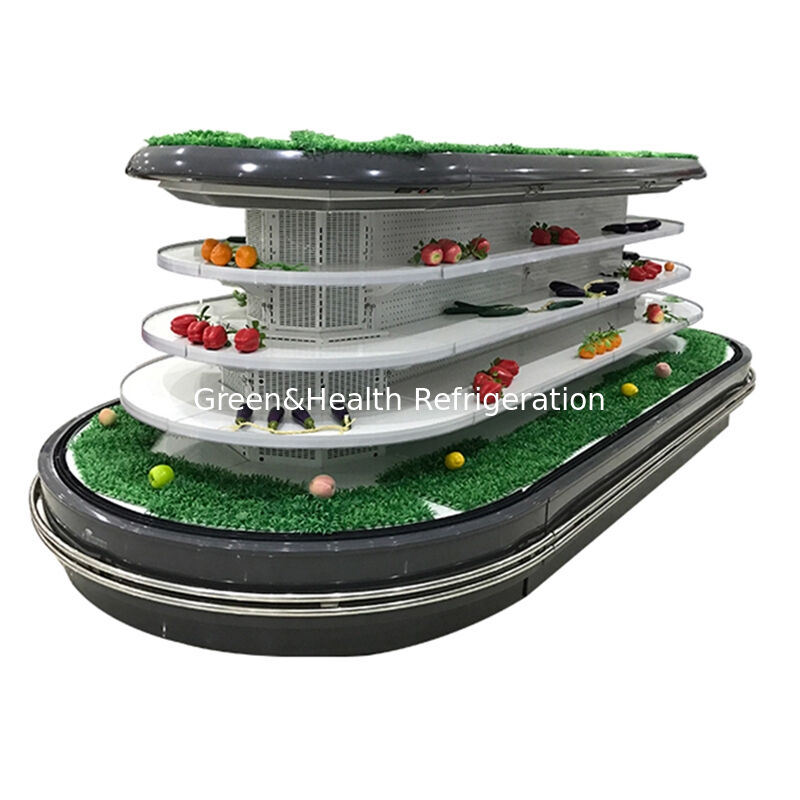 یخچال تجاری چند طبقه روباز با یخ زدایی خودکار، نورپردازی LED و صرفه جویی در انرژی برای نمایش سوپرمارکت