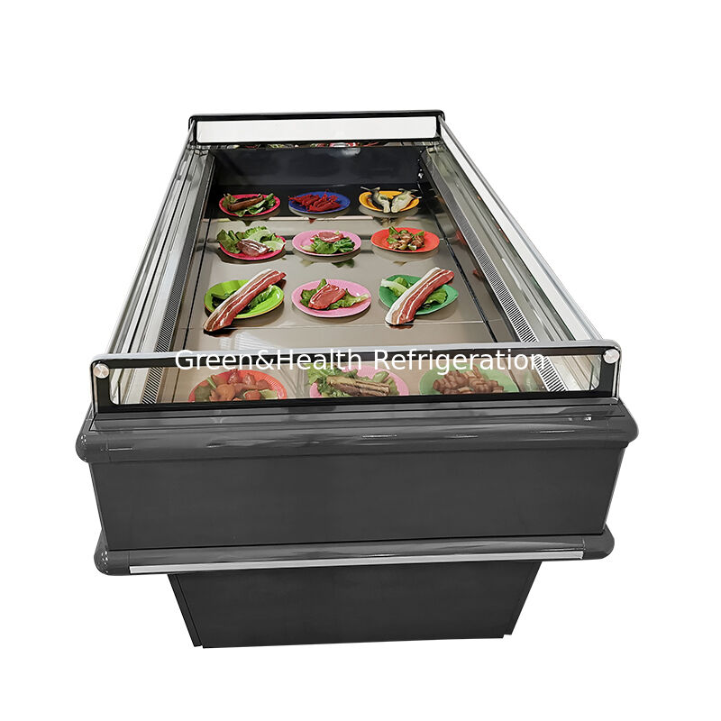 نمایشگر باز و بالا تجاری یخچال جزیره 2000x1130x900mm 2-10°C/-15~-18°C 900/1350W برای غذاهای منجمد