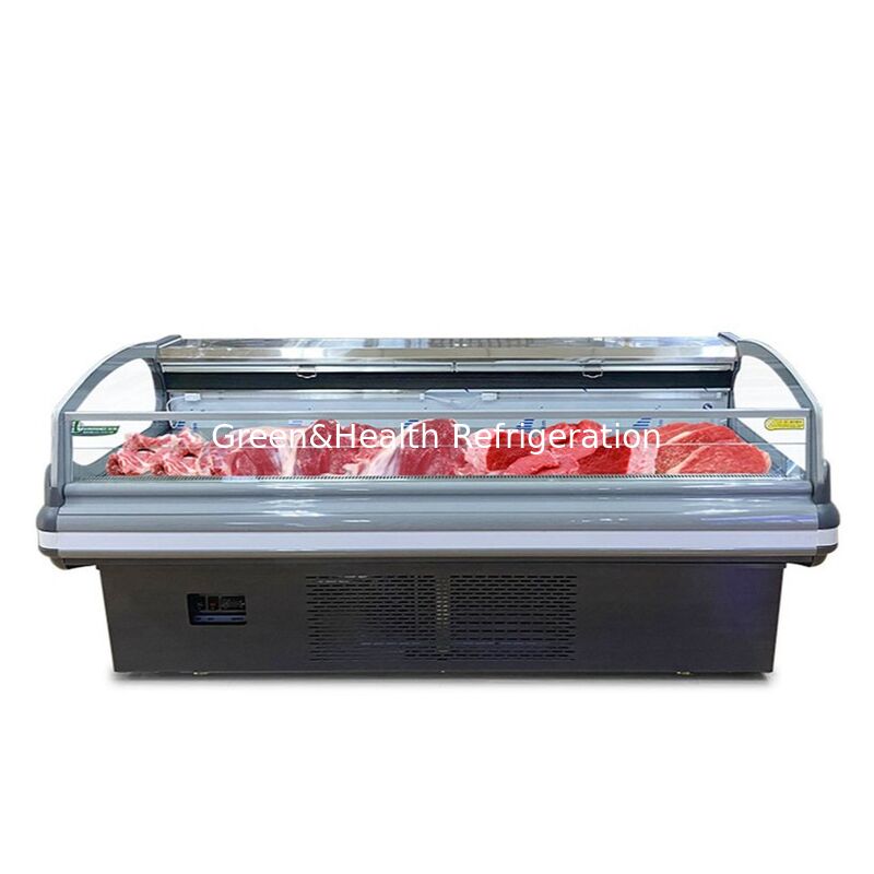 فریزر نمایش گوشت استیل ضد زنگ با نور داخلی LED و سیستم یخ زدایی خودکار برای سوپرمارکت‌ها