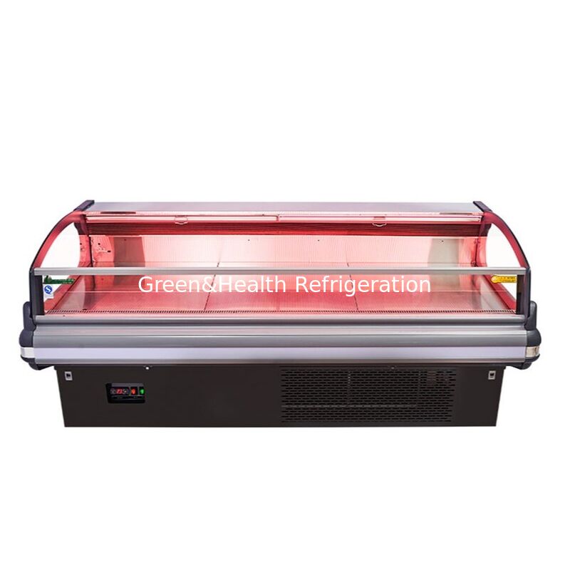 فریزر نمایش گوشت استیل ضد زنگ با نور داخلی LED و سیستم یخ زدایی خودکار برای سوپرمارکت‌ها