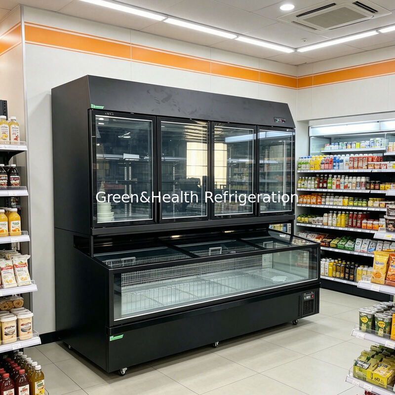 یخچال جزیره ای دوگانه با فولاد ضد زنگ / شیشه خارجی و ظرفیت 850L برای نمایش سوپرمارکت