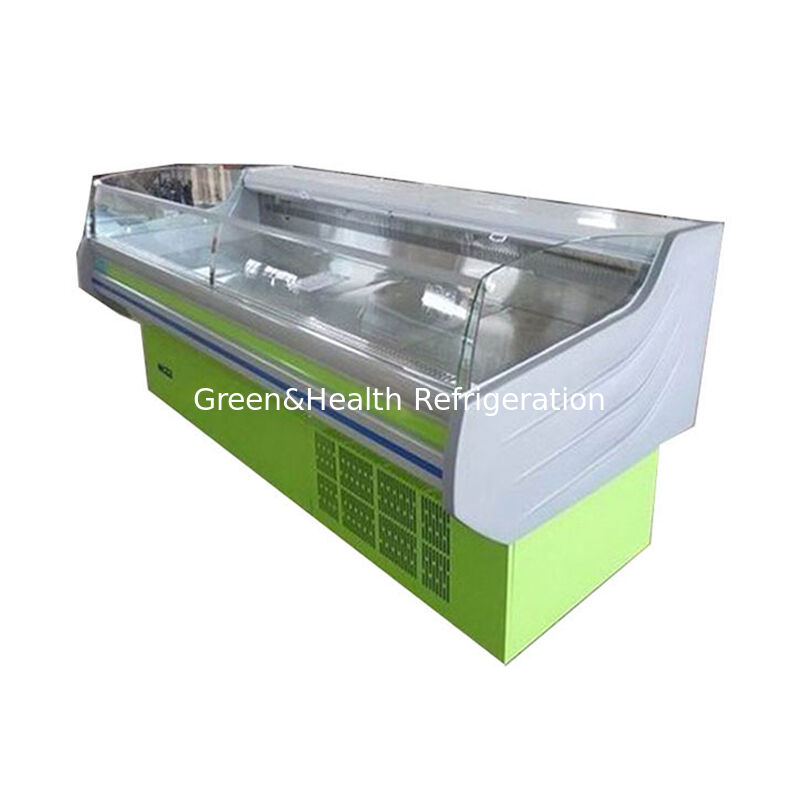 فریزر نمایشگر گوشت از جنس استنلس استیل با نور LED و یخ زدایی خودکار برای مصارف تجاری