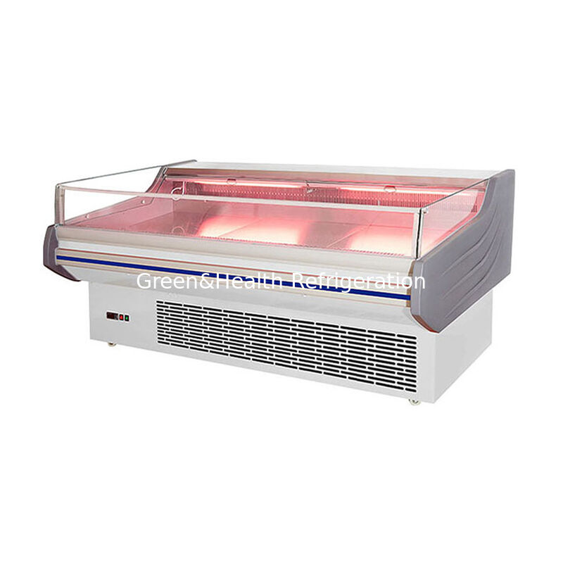 فریزر نمایشگر گوشت از جنس استنلس استیل با نور LED و یخ زدایی خودکار برای مصارف تجاری