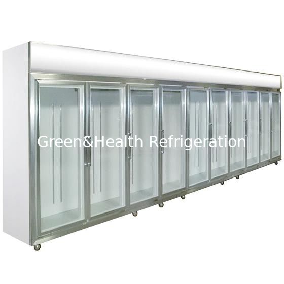 شیشه ای درب یخچال فشرده 0 - 10 درجه خنک کننده دینامیکی برای فروشگاه