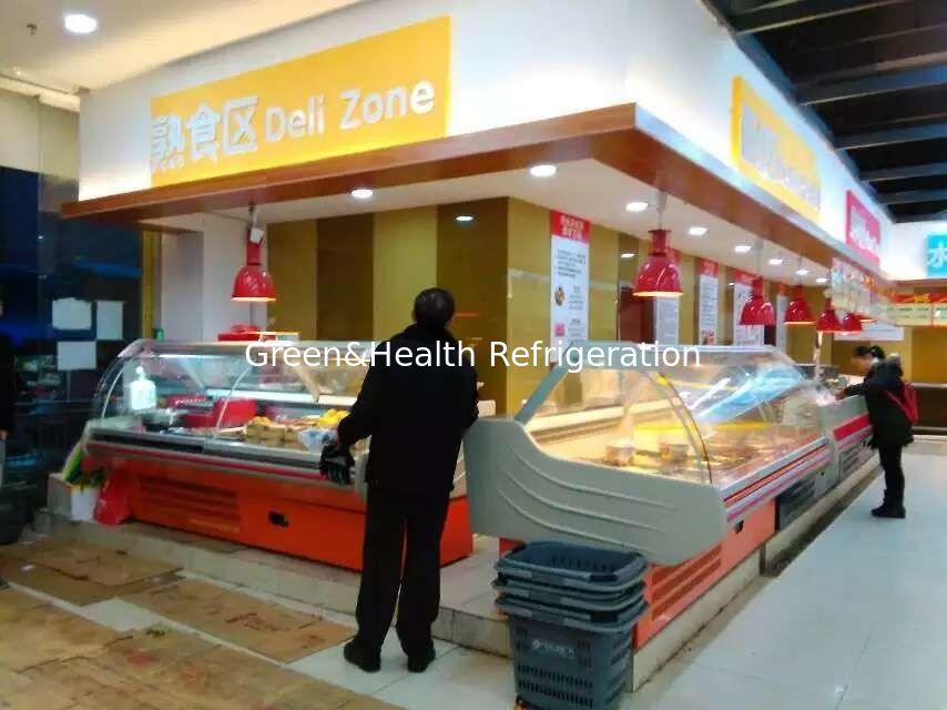 یخچال نمایش تجاری با کولر فن کمپرسور دانفوس و طراحی شیشه خمیده
