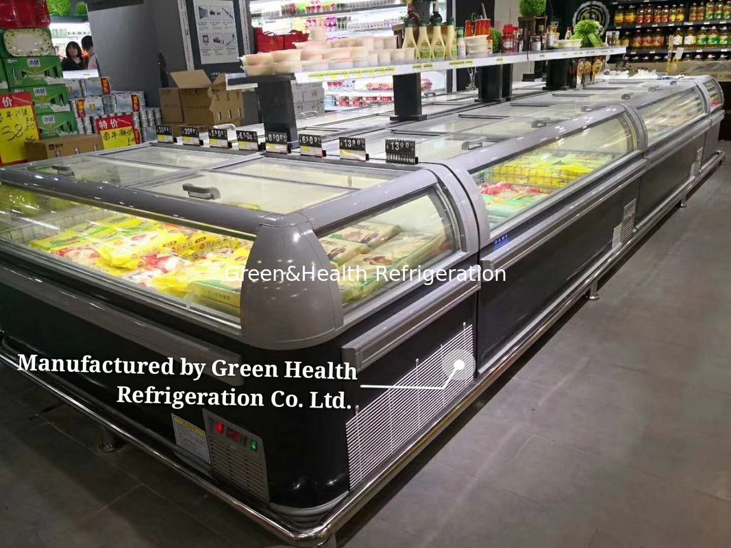 1یخچال نمايشي جزيره اي با نور ال اي دي و R404a یخچال 2100x890x890mm