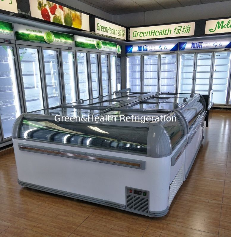 1یخچال نمايشي جزيره اي با نور ال اي دي و R404a یخچال 2100x890x890mm