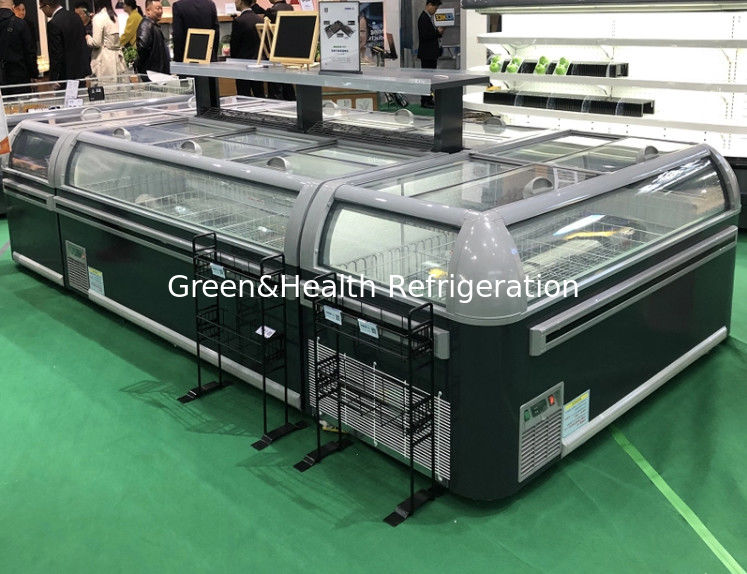 1یخچال نمايشي جزيره اي با نور ال اي دي و R404a یخچال 2100x890x890mm