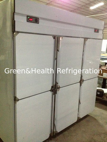 فریزر مستقیم عمودی تجاری 1600L 6 درب شیشه ای با کارخانه فولاد پوشش داده شده فولاد