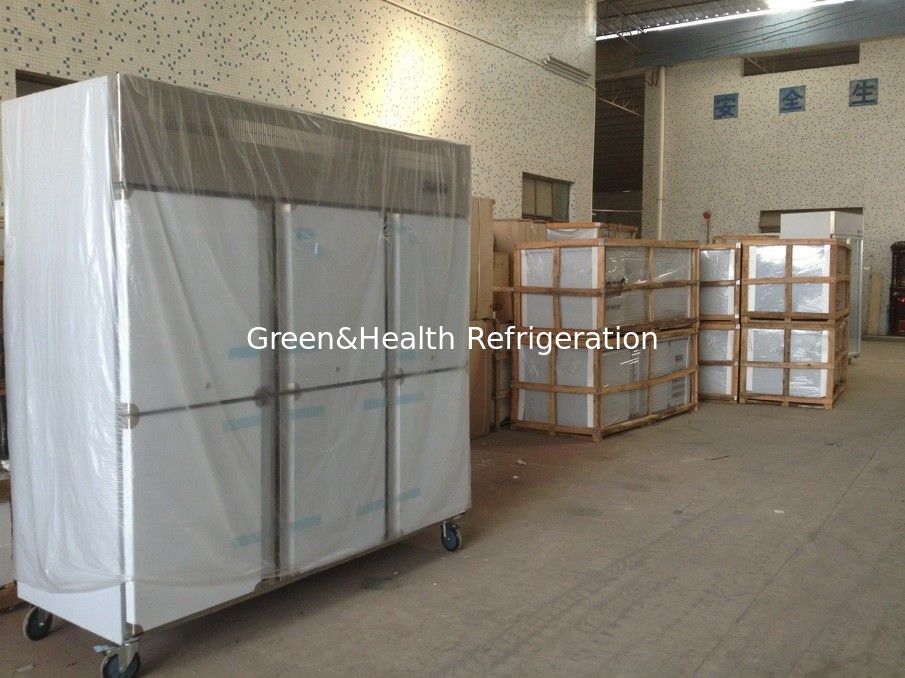 فریزر مستقیم عمودی تجاری 1600L 6 درب شیشه ای با کارخانه فولاد پوشش داده شده فولاد