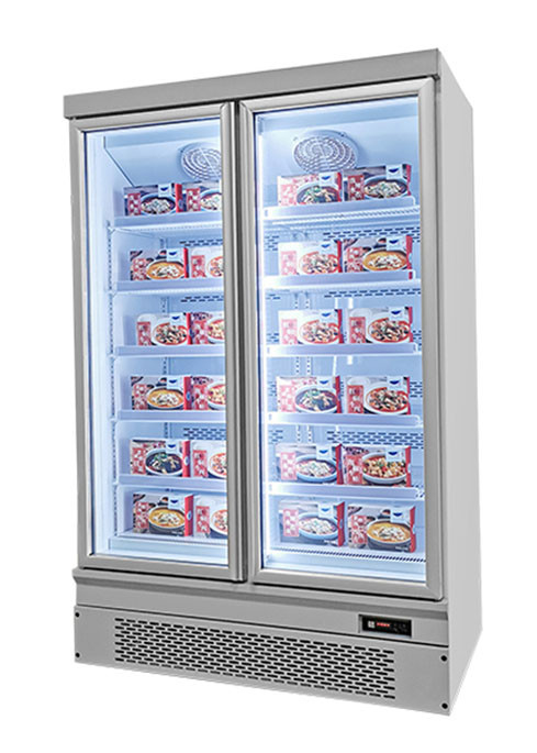 یخچال فریزر صفحه نمایش عمودی تجاری سوپرمارکت انجماد سریع برای مواد غذایی منجمد
