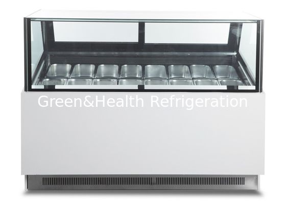 ویترین نمایش بستنی با شیشه مربع -22 درجه با 16 طعم برای ژلاتو