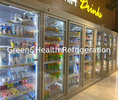 درب شیشه ای سوپرمارکت نوشابه ای یخچال آبجو خنک کن